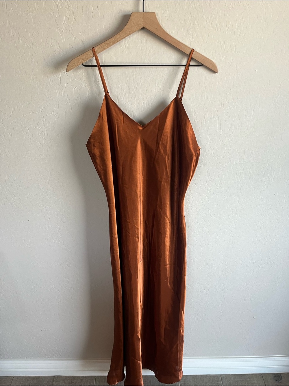 VTG Judith Hart Women’s L Copper Satin Slip Dress Nightgown Bridal Lingerie Y2K - Picture 2 of 5